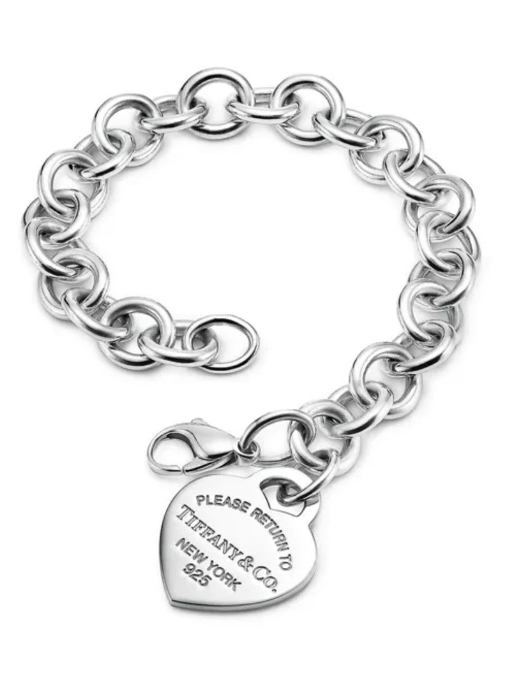 Return to Tiffany Heart Tag Charm Bracelet Sterling Silver w/ Box, Pouch + Cloth - Picture 12 of 16